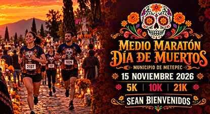 Logo de Medio Maratón Metepec Día de Muertos 2026